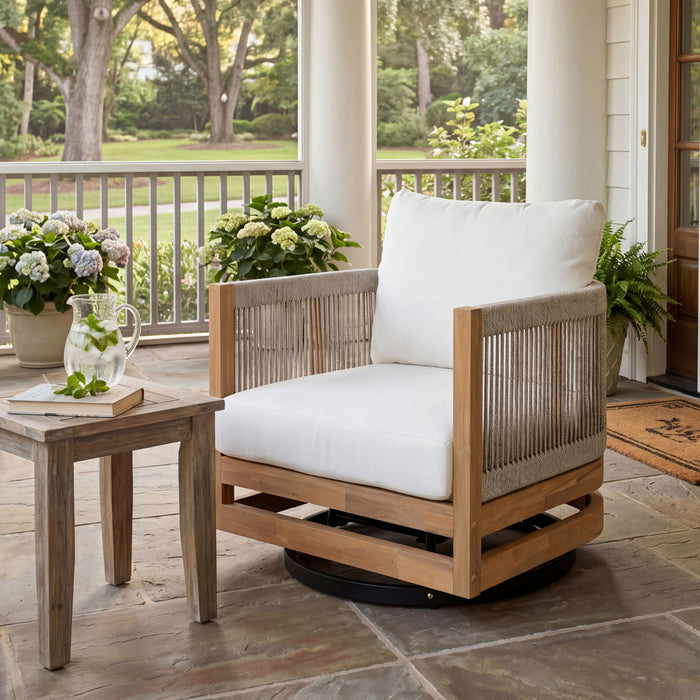 Outdoor Swivel Base Chair & Cushions