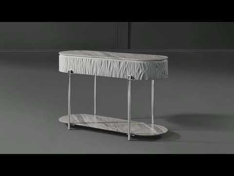 Yukino - End Table - Gray High & Chrome