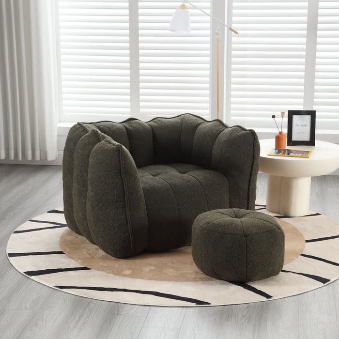 Soft Chenille Bean Bag Chair With High Resilient Foam