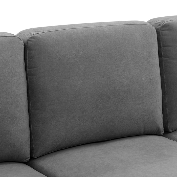 U - Shape Sectional With Legs, Pillow Top Arms - Dark Gray