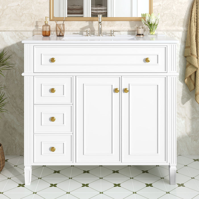 Bathroom Vanity With Sink, 3 Drawers & 2 Soft-Close Doors