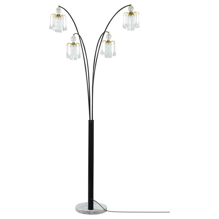 Maisel - Hanging Crystal Arc Tree Floor Lamp - Black