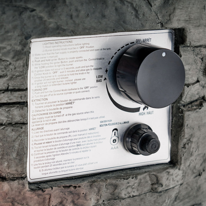 Transitional Outdoor 32" Round Propane Fire Pit Table, Lightweight Concrete Construction - Stone Gray