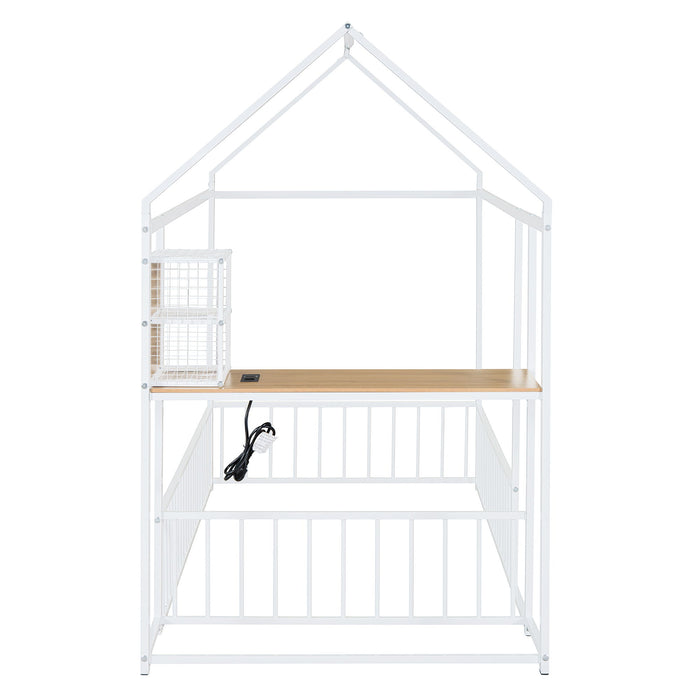 House Frame With Desk, Shelves, Power Outlets And USB Ports