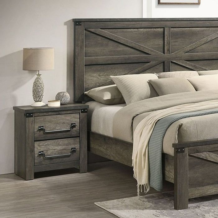 Nightstand, 2 Drawer Storage - Gray