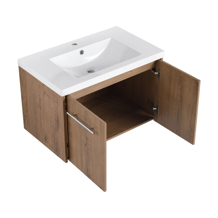 Modern Floating Bathroom Vanity With Resin Sink, Soft Close Doors
