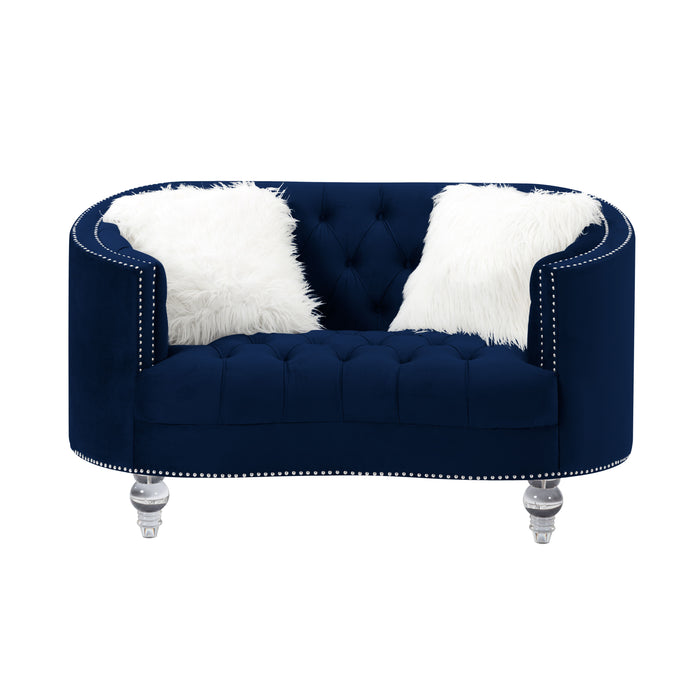 Living Room Loveseats Navy Blue Velvet