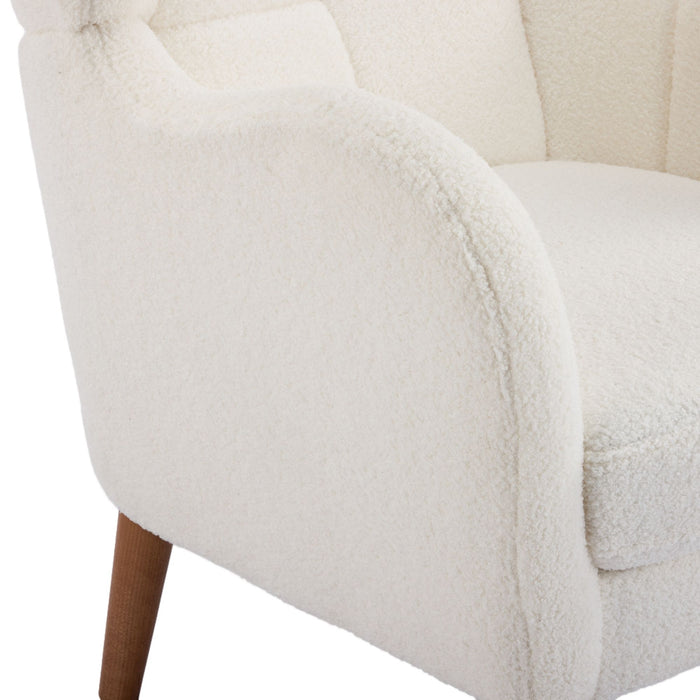 Accent Chair With Birch Wood Legs - White