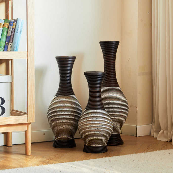Tall Designer Floor Vase With Elegant 2 Tone