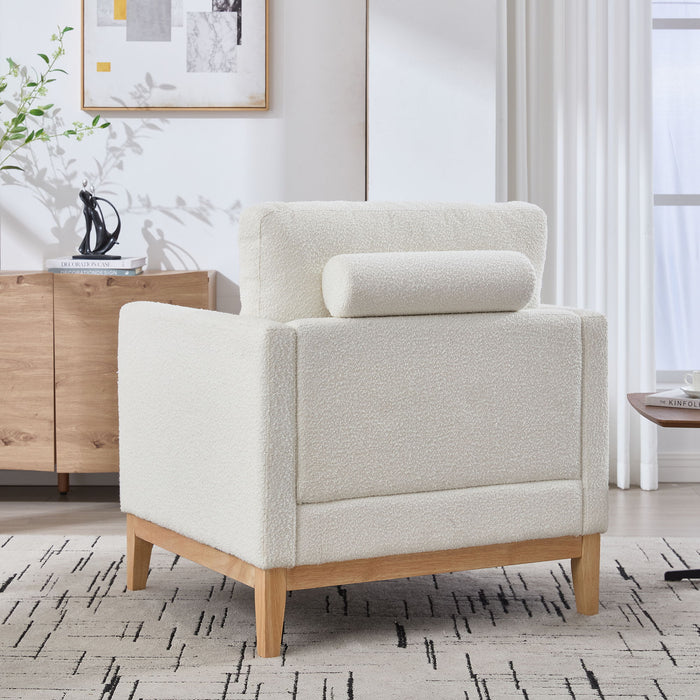 Wide Modern Performance Accent Chair With Natural Legs