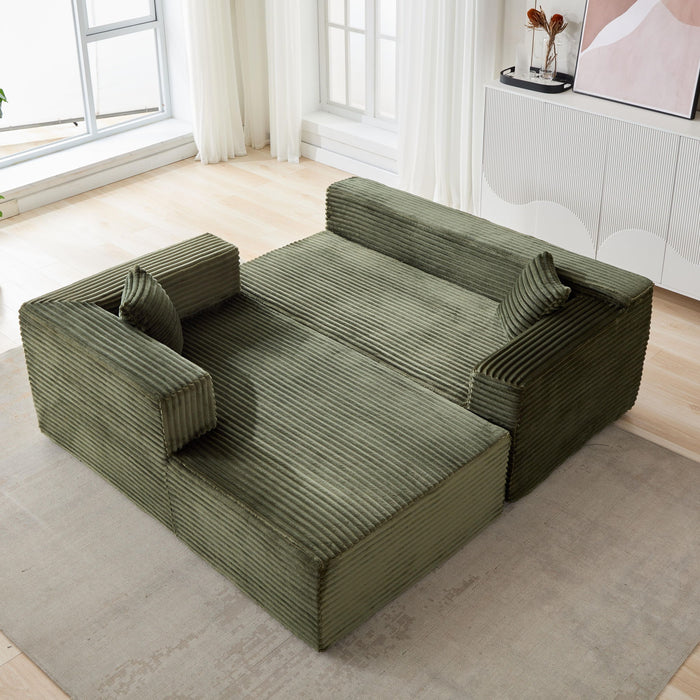 Compression Sectional Couch With Comfy Chaise, Boneless L Shape Sofa With Deep Seat