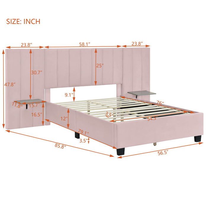 Upholstered Platform Bed With Big Headboard