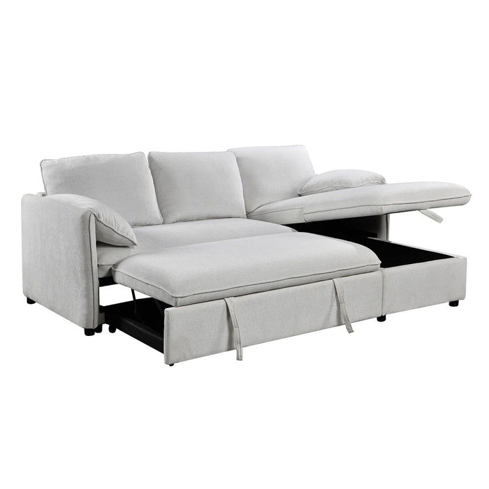 Yaroslav - Reversible Sectional Sofa With Sleeper & Storage - Cream Chenille