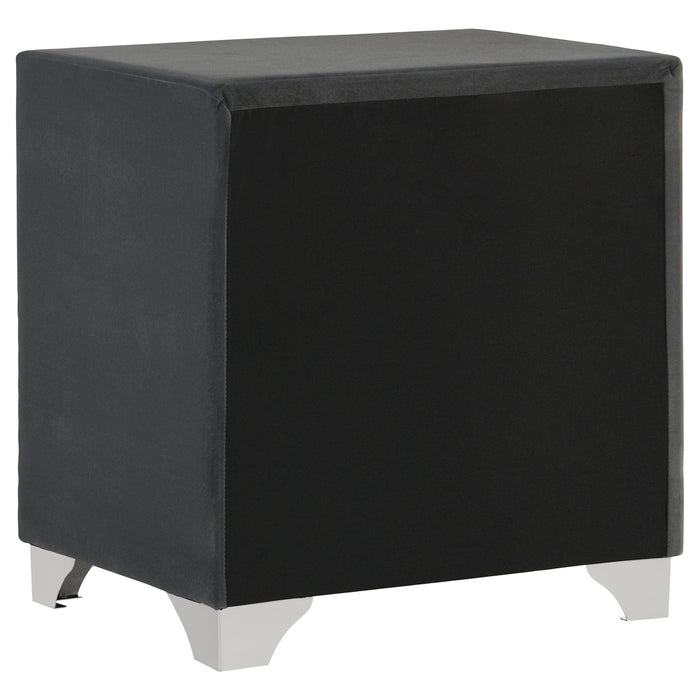 Melody Upholstered 2-drawer Nightstand Grey