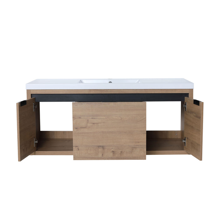 Floating Bathroom Vanity With Resin Sink And Soft Close Doors