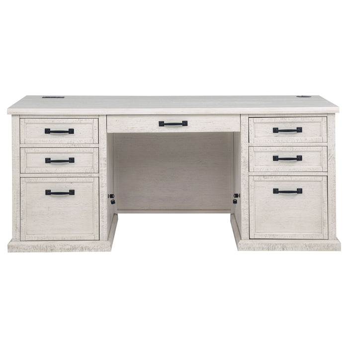 Altidore 68-inch 7-drawer Executive Home Office Desk Distressed White