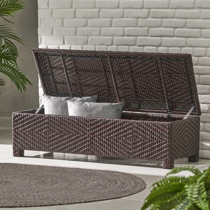 Santiago - Wicker Storage Bench - Brown Multi