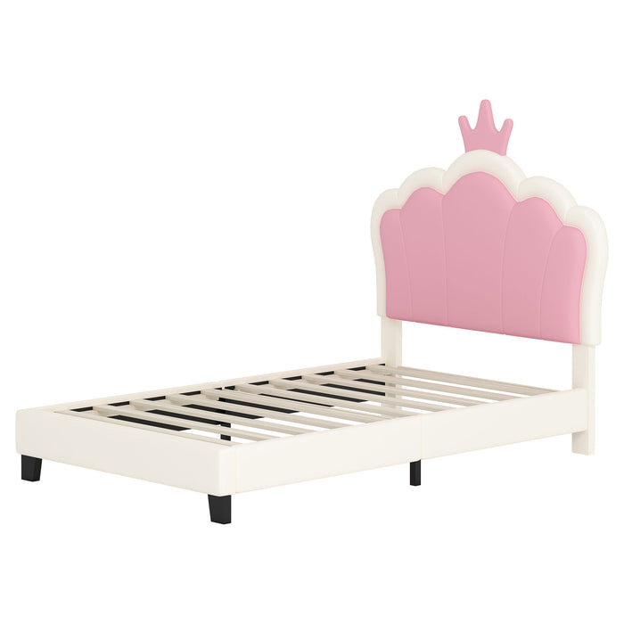 Upholstered Princess Platform Bed With Crown Headboard