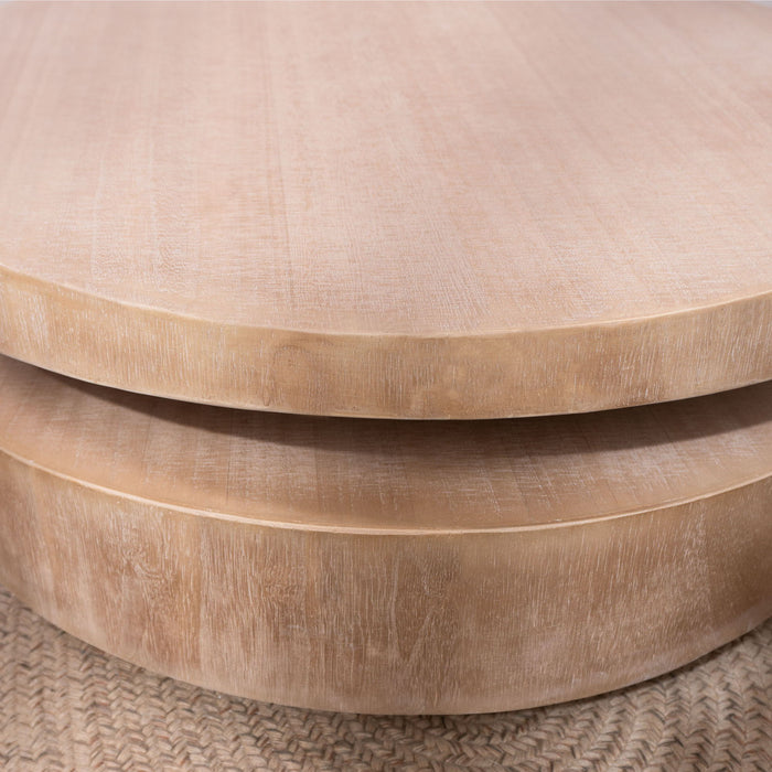 Modern Round Wood Coffee Table, Accent Table For Living Room - Antique Natural / Natural / Rustic