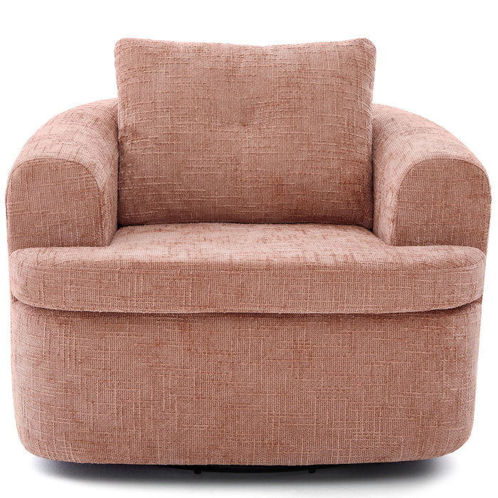 Modern Swivel Barrel Chair With Dual-Layer Cushion