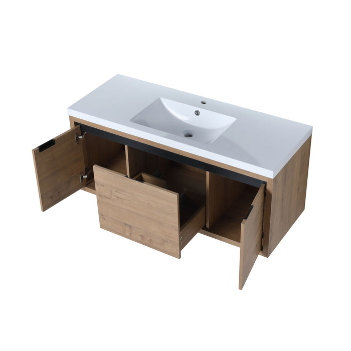 Floating Bathroom Vanity With Resin Sink And Soft Close Doors