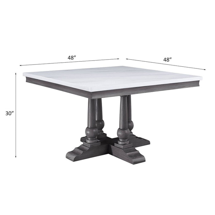 Yabeina - Square Dining Table - Marble Top Top & Gray Oak