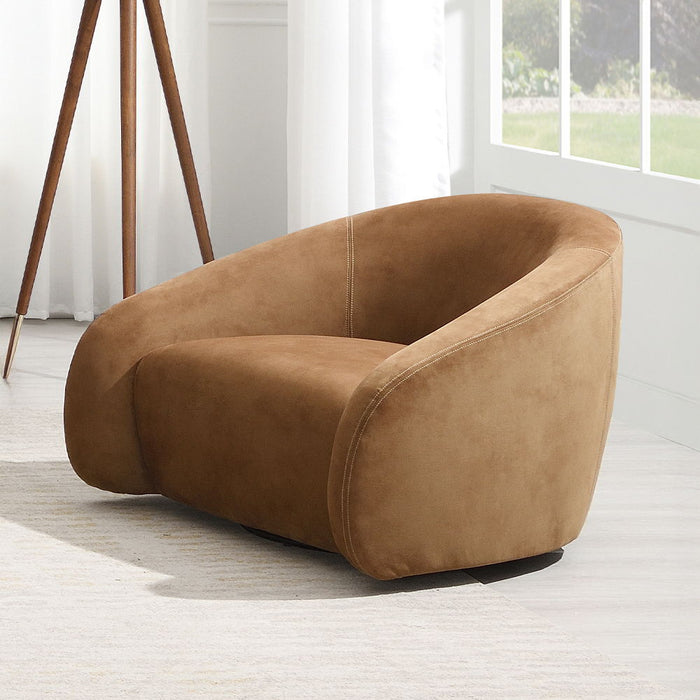Zoey - Accent Chair With Swivel - Chocolate Suede