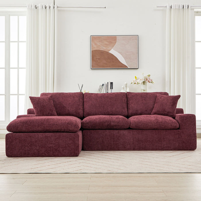 Cloud Sectional Sofa With Double Layer Cushion And Side Pockets, Free-Combined
