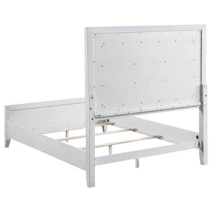Marielle - Eastern King Headboard Panel Bed - Distressed White
