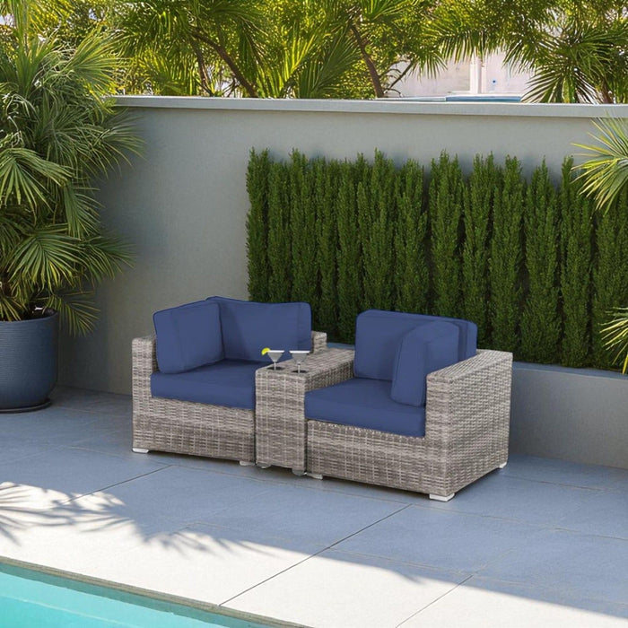 Handcrafted Outdoor Loveseat With Wicker Seating