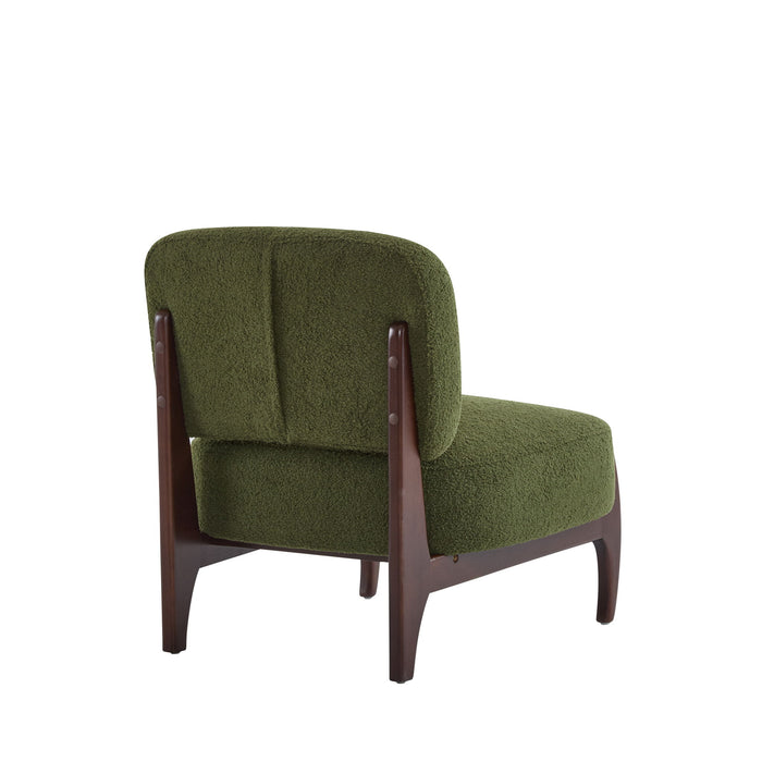Modern Boucle Lounge Chair With Solid Wood Fram