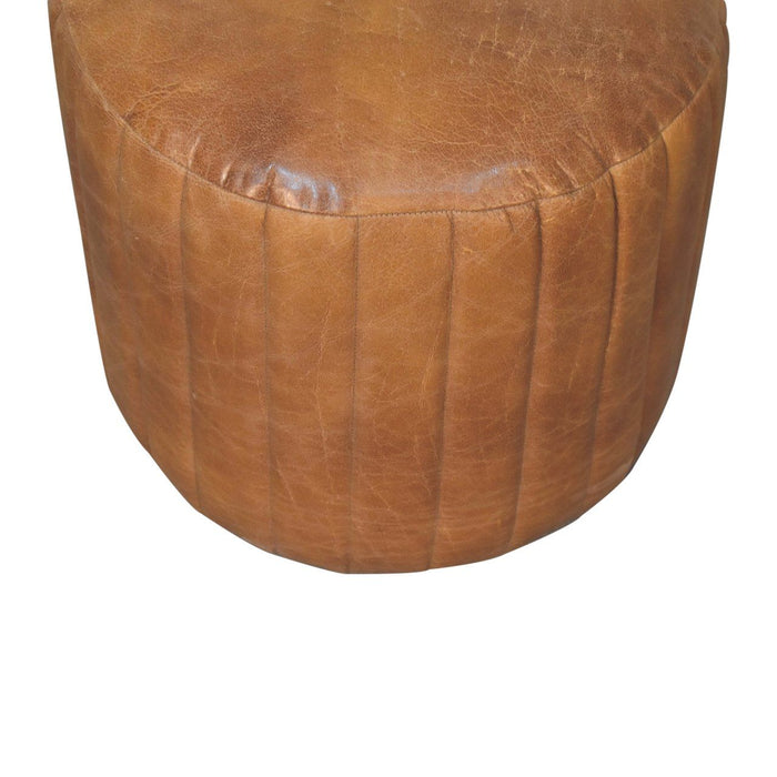 Buffalo - Leather Boucle Footstool - Brown