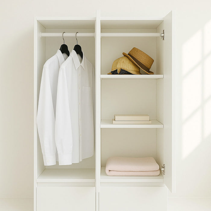 Elise - Slim Modular Wood Closet Cabinet With Mirror In Durable Melamine Construction - White