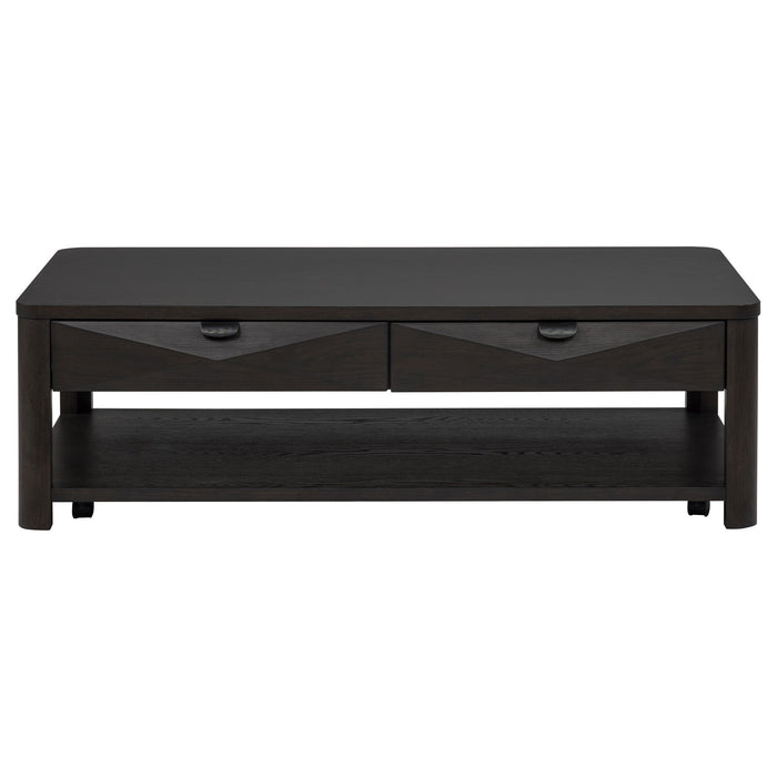 Marcelo Wood Coffee Table with 2 Drawers and Shelf Coffee
