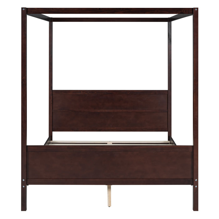 Canopy Platform Bed With Headboard And Footboard, Slat Support Leg