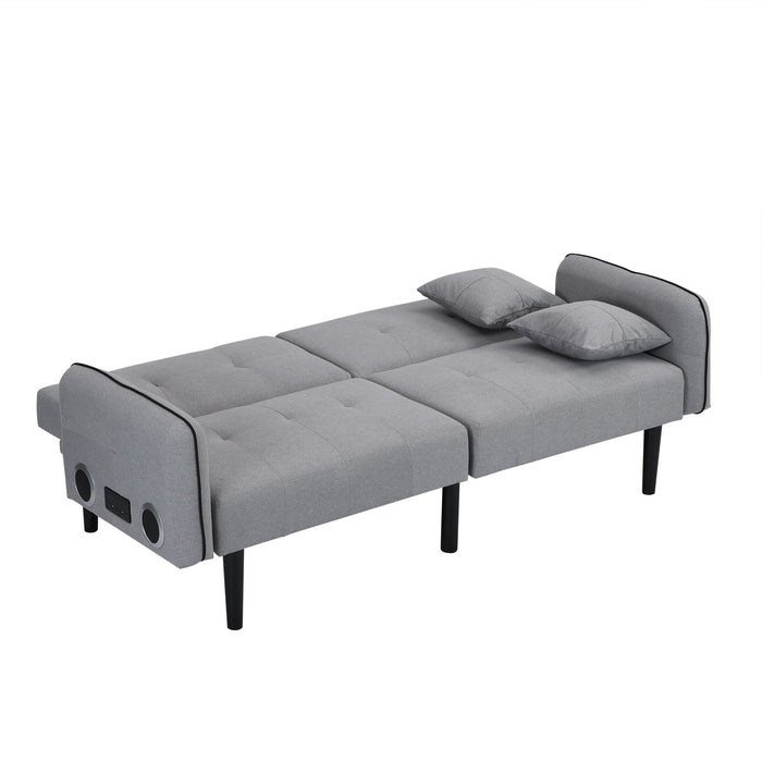 Modern Folding Ottoman Sofa Bed With Stereo System - Gray