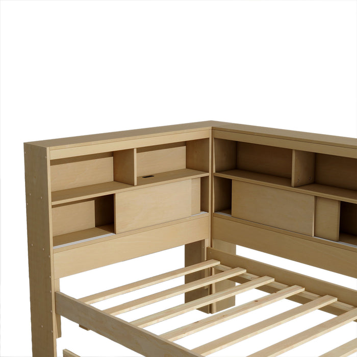 Daybed With Storage Shelves, USB Charging, And Trundle Bed