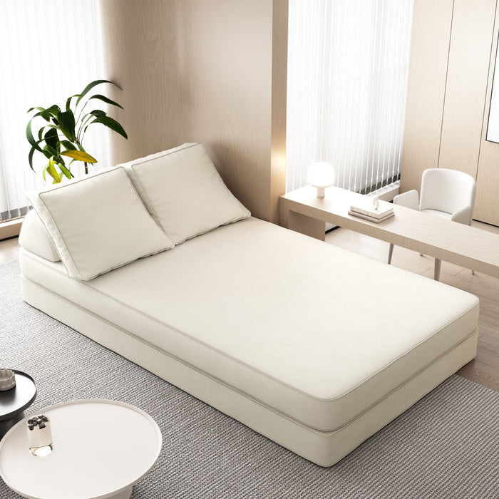 Multifunctional Convertible Sofa Bed With 2 Tumbler Backrests And 2 Pillows, Deep Seat Couch