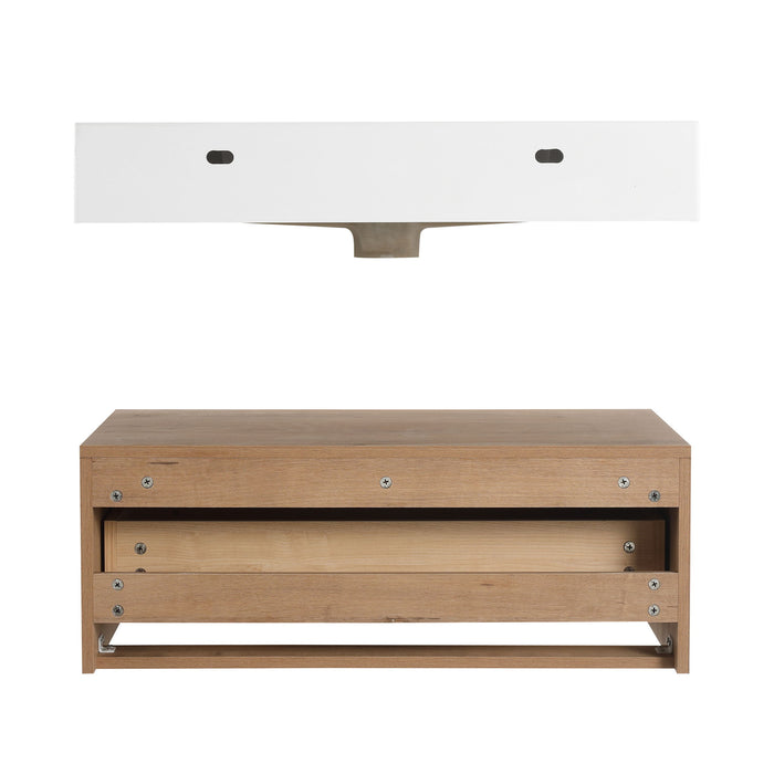 Wall Mounted Bathroom Vanity With Resin Sink And Soft Close Drawer In Imitative - Imitative Oak
