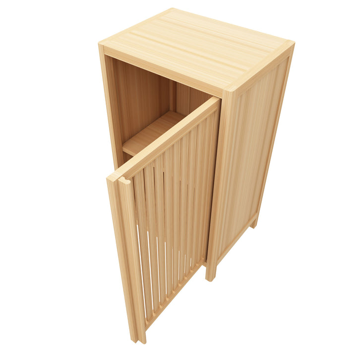 Bamboo Freestanding Storage Cabinet With Door And Shelf For Bathroom, Living Room, Kitchen - Natural / Natural Wood