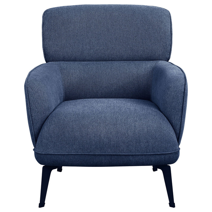 Andrea Upholstered Crescent Arm Accent Chair Blue