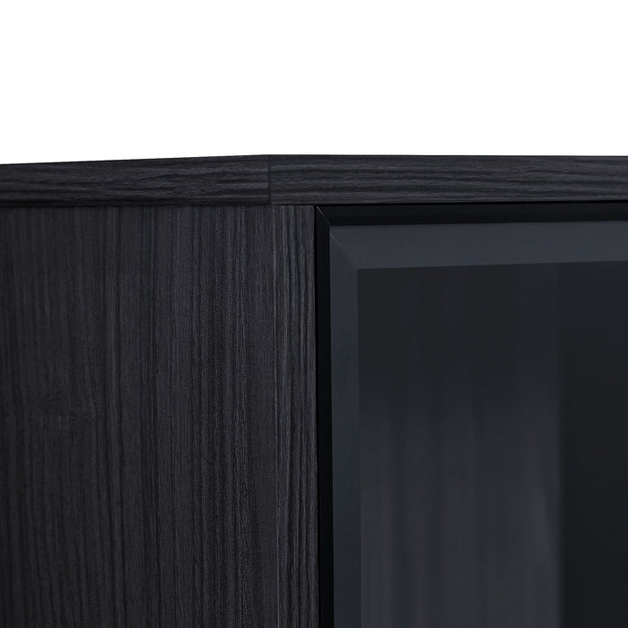 Modern Minimalist Style LED Curio Cabinet With Tempered Glass Door, Metal Legs