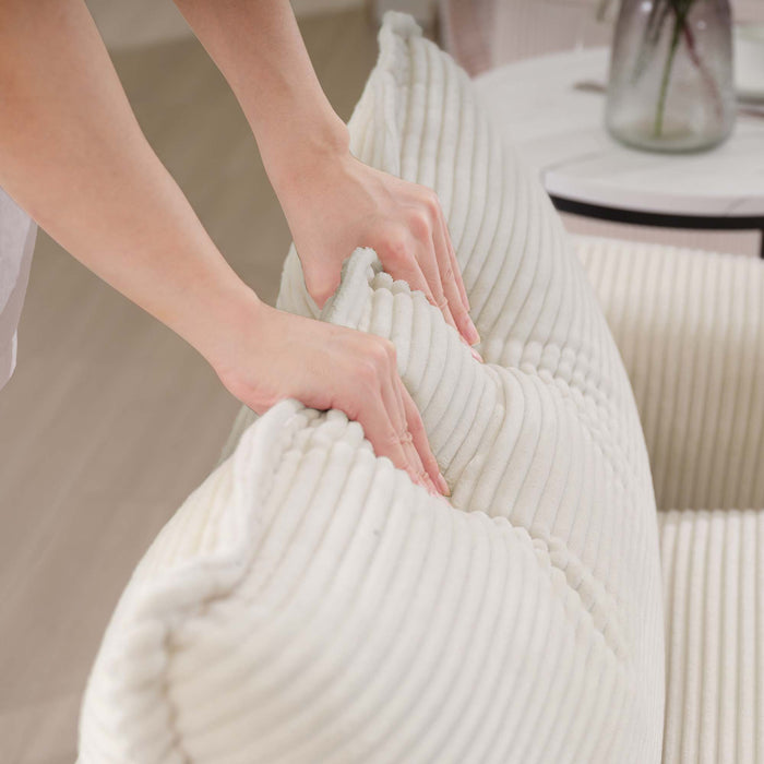 Modern 2 Seater With 4 Pillows, Upholstered Deep Seating Loveseat