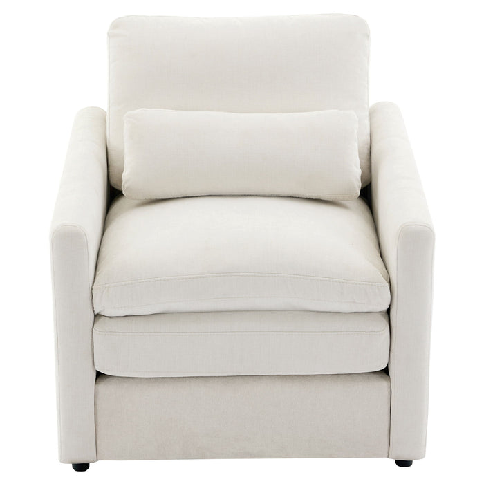 Cozy Upholstered Plush Cushion Armchair For Living Room