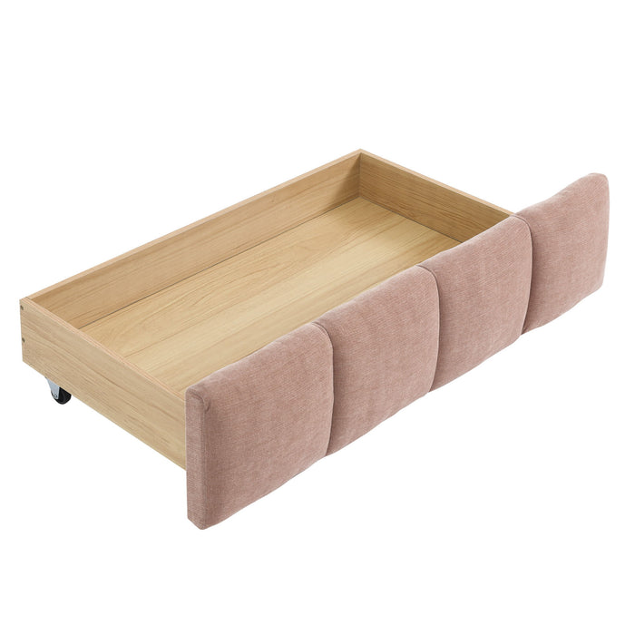Modern Platform Bed Frame With Thick Chenille Fabric
