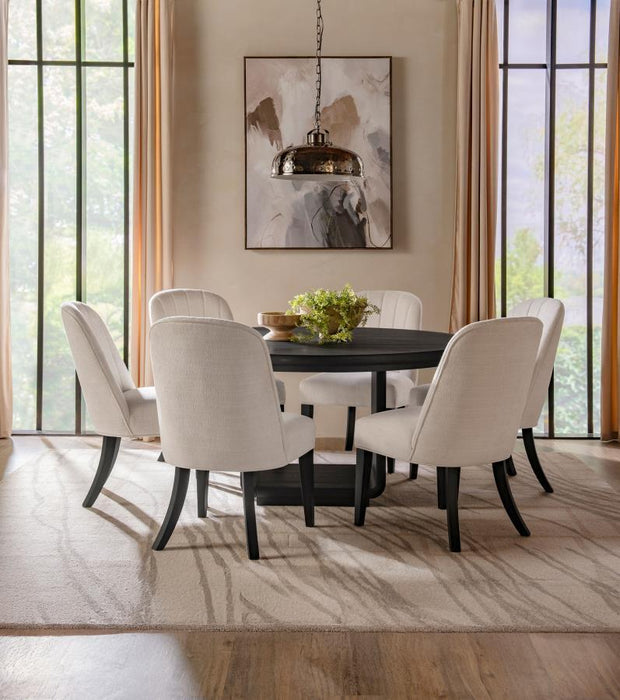 Leandro - 60" Round Dining Table - Burnished Black