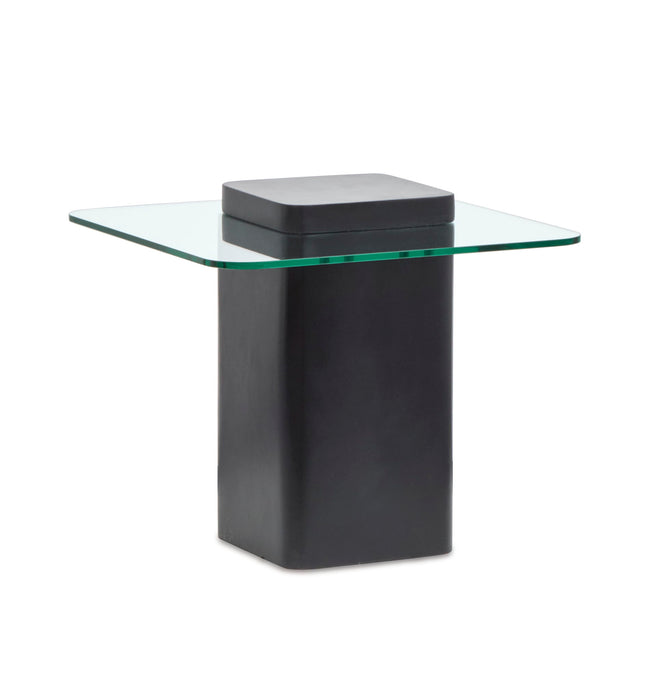 Donora - Square End Table - Clear Glass And Obsidian