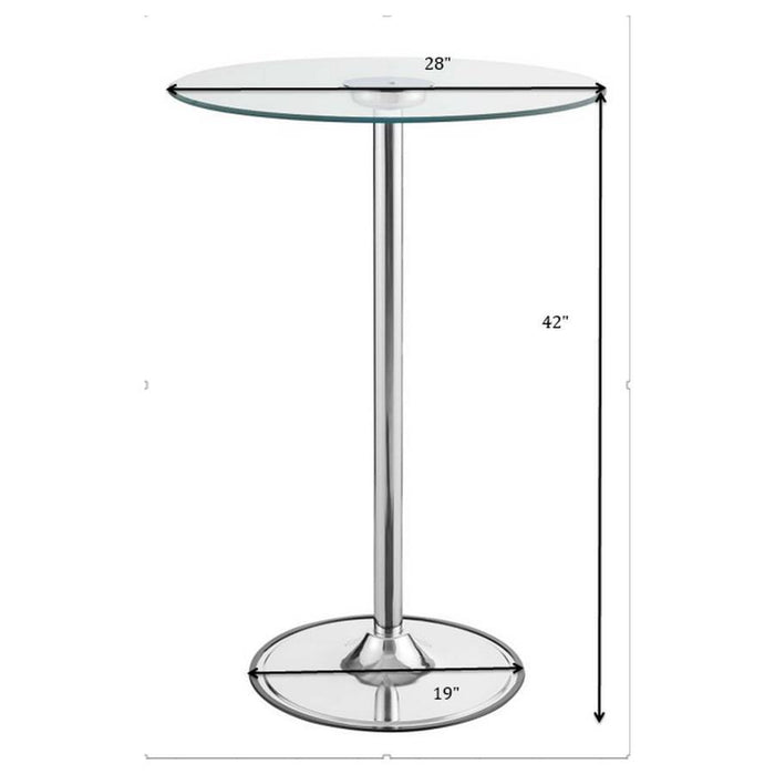 Thea - Round Glass Top LED Bistro Bar Table - Chrome