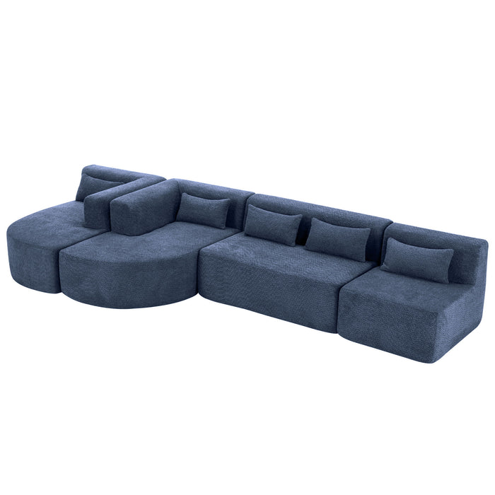 Upholstered Sofa Free Combined Sofa Couch With 2 Chaise Lounge And Five Back Pillows For Living Room