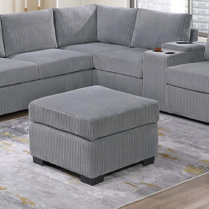 Contemporary L-Shaped Sectional Set With USB Console & Ottoman